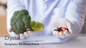  Presentation with doctor in hospital health insurance related icons healthcare person saving medical - Slide deck featuring dna capsule - doctor offering choice between healthy background and a  colored foreground