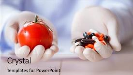  Presentation with dna - Presentation with dna capsule - doctor offering the choice background and a coral colored foreground