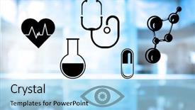  Presentation with abstract medical - Audience pleasing presentation design consisting of dna capsule - medical icons set on abstract backdrop and a light blue colored foreground
