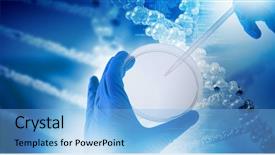  Presentation with test - Amazing PPT theme having dna cell - close up image of human backdrop and a light blue colored foreground