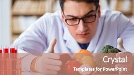  Presentation with fruits and vegetables - Slide deck consisting of dna diet - man doctor checking the fruits background and a coral colored foreground