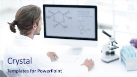  Presentation with lab - Colorful slide set enhanced with working in a medical lab backdrop and a sky blue colored foreground