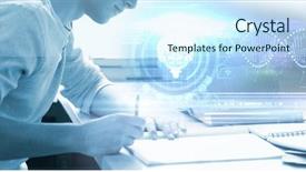  Presentation with brain dna - Cool new presentation design with campus paper - composite image of dna helix backdrop and a cool aqua colored foreground