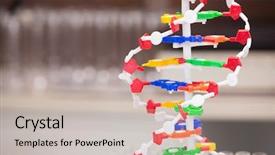  Presentation with dna helix binary code - Presentation design featuring dna helix model in laboratory background and a  colored foreground