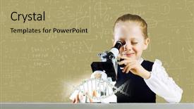  Presentation with school and diversity - PPT theme featuring dna models - cute school girl with microscope background and a  colored foreground