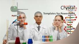  Presentation with chemistry - Beautiful theme featuring dna models - pupils sitting at chemistry lesson backdrop and a white colored foreground