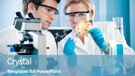  Presentation with dna - Beautiful PPT theme featuring dna models - scientists working at the laboratory backdrop and a  colored foreground