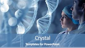  Presentation with dna molecule - Slide deck with dna molecule research background and a teal colored foreground