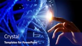  Presentation with dna molecule - Cool new PPT theme with dna-molecule-research backdrop and a navy blue colored foreground