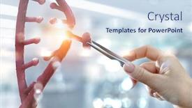  Presentation with molecules - Slide deck enhanced with dna-molecules-design-with-female background and a sky blue colored foreground