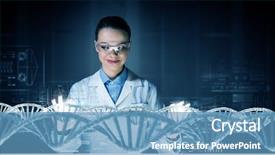  Presentation with science technology energy math - Colorful presentation theme enhanced with woman science technologist in laboratory backdrop and a teal colored foreground