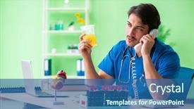  Presentation with blood - Colorful presentation enhanced with dna phone - doctor doing blood analysis backdrop and a ocean colored foreground