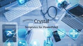  Presentation with data science - PPT layouts consisting of dna phone - medecine against data science background and a light blue colored foreground