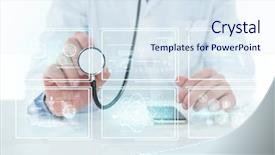  Presentation with stethoscope medication - Slide set with dna phone - midsection of doctor holding stethoscope background and a sky blue colored foreground