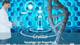  Presentation with data structure - Presentation theme enhanced with dna-structure-against-caucasian-male background and a teal colored foreground