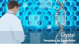 Presentation with data structure - Slide set featuring dna-structure-against-caucasian-male background and a teal colored foreground