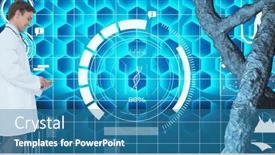  Presentation with data structure - Presentation theme having dna-structure-against-caucasian-male background and a teal colored foreground