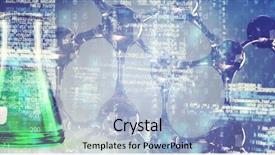  Presentation with dna structure - Presentation theme having dna structure against laboratory flask background and a light blue colored foreground