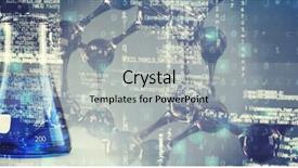  Presentation with dna structure - PPT theme consisting of dna structure against laboratory flask background and a light gray colored foreground