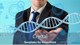  Presentation with business research - Audience pleasing theme consisting of dna-structure-and-digital-interface backdrop and a ocean colored foreground