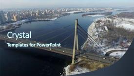  Presentation with winter river - Audience pleasing PPT theme consisting of dnepro - moscow bridge across dnepr river backdrop and a ocean colored foreground