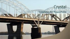  Presentation with cable stayed bridge over river - Slides featuring dnepro - railway bridge across dnepr river background and a sky blue colored foreground