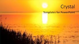  Presentation with sunset - Presentation theme having dnepro - sunset on the river dnepr background and a  colored foreground