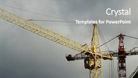  Presentation with crane - Audience pleasing slide deck consisting of dnepropetrovsk - two crane on sky background backdrop and a gray colored foreground
