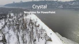  Presentation with top view of amazon river - Cool new PPT layouts with dnipr - aerial view of winter dnieper backdrop and a gray colored foreground