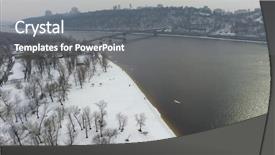  Presentation with winter river - Slide deck enhanced with dnipr - aerial view of winter dnieper background and a gray colored foreground