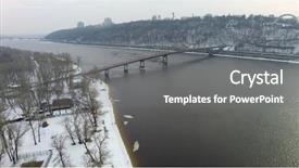  Presentation with top view of amazon river - Slide set consisting of dnipr - aerial view of winter dnieper background and a gray colored foreground