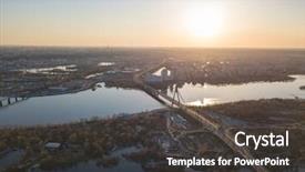  Presentation with aerial - Cool new PPT layouts with dnipr - aerial view on kiev city backdrop and a dark gray colored foreground