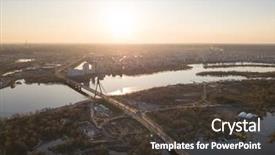  Presentation with cable stayed bridge over river - PPT theme featuring dnipr - bridge over the dnieper river background and a  colored foreground