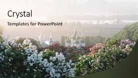  Presentation with garden city - Audience pleasing presentation theme consisting of dnipr - spring landscape city of kiev backdrop and a sky blue colored foreground