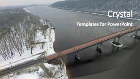  Presentation with bridge over troubled waters - Cool new PPT theme with dnipro - aerial view of bridge backdrop and a  colored foreground