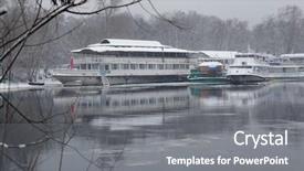  Presentation with trial river - Amazing slides having dnipro - dnieper river in winter near backdrop and a gray colored foreground