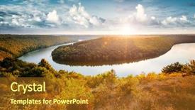  Presentation with river flowing - Presentation enhanced with dnister or dniestr canyon ukraine background and a tawny brown colored foreground