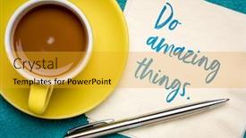  Presentation with inspiration - Amazing presentation having do-amazing-things-inspirational-note backdrop and a gold colored foreground