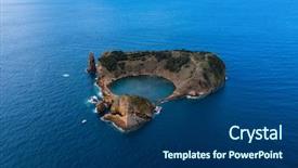  Presentation with azores islands - Theme featuring francja - islet of vila franca do background and a ocean colored foreground