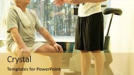  Presentation with exercise trainer - PPT theme having do exercise on a fitness background and a yellow colored foreground