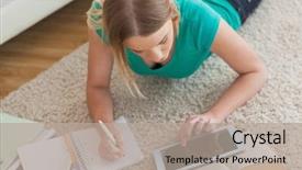  Presentation with living room - Audience pleasing PPT theme consisting of do her assignment at home backdrop and a  colored foreground