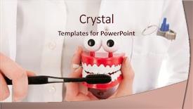  Presentation with tooth brush - Beautiful PPT theme featuring do isolated over white background backdrop and a sky blue colored foreground