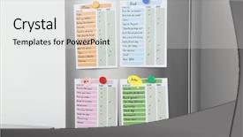  Presentation with refrigerator - PPT theme enhanced with do lists hanging on refrigerator background and a white colored foreground