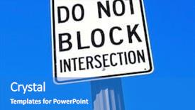  Presentation with intersection - PPT layouts enhanced with do not block intersection sign over the blue sky background and a cobalt blue colored foreground