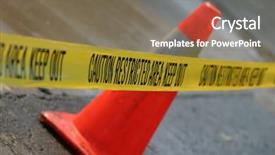  Presentation with caution - Presentation theme having do not cross caution tape background and a violet colored foreground