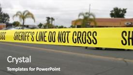  Presentation with caution - Audience pleasing slides consisting of do not cross caution tape backdrop and a gray colored foreground