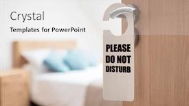  Presentation with bed hotel - PPT layouts enhanced with do-not-disturb-sign background and a white colored foreground