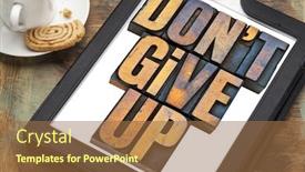  Presentation with digital printing - Beautiful presentation theme featuring do not give up - motivation concept - a phrase in vintage letterpress wood type printing blocks on a digital tablet with a cup of coffee backdrop and a tawny brown colored foreground