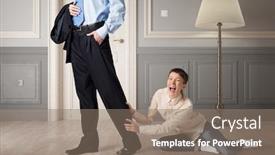  Presentation with leave - Audience pleasing theme consisting of do not leave me alone backdrop and a gray colored foreground