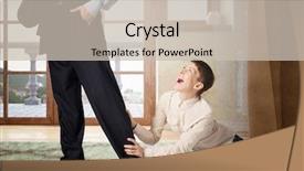  Presentation with leave - Presentation theme featuring 3d emotional abuse - do not leave me alone background and a soft green colored foreground